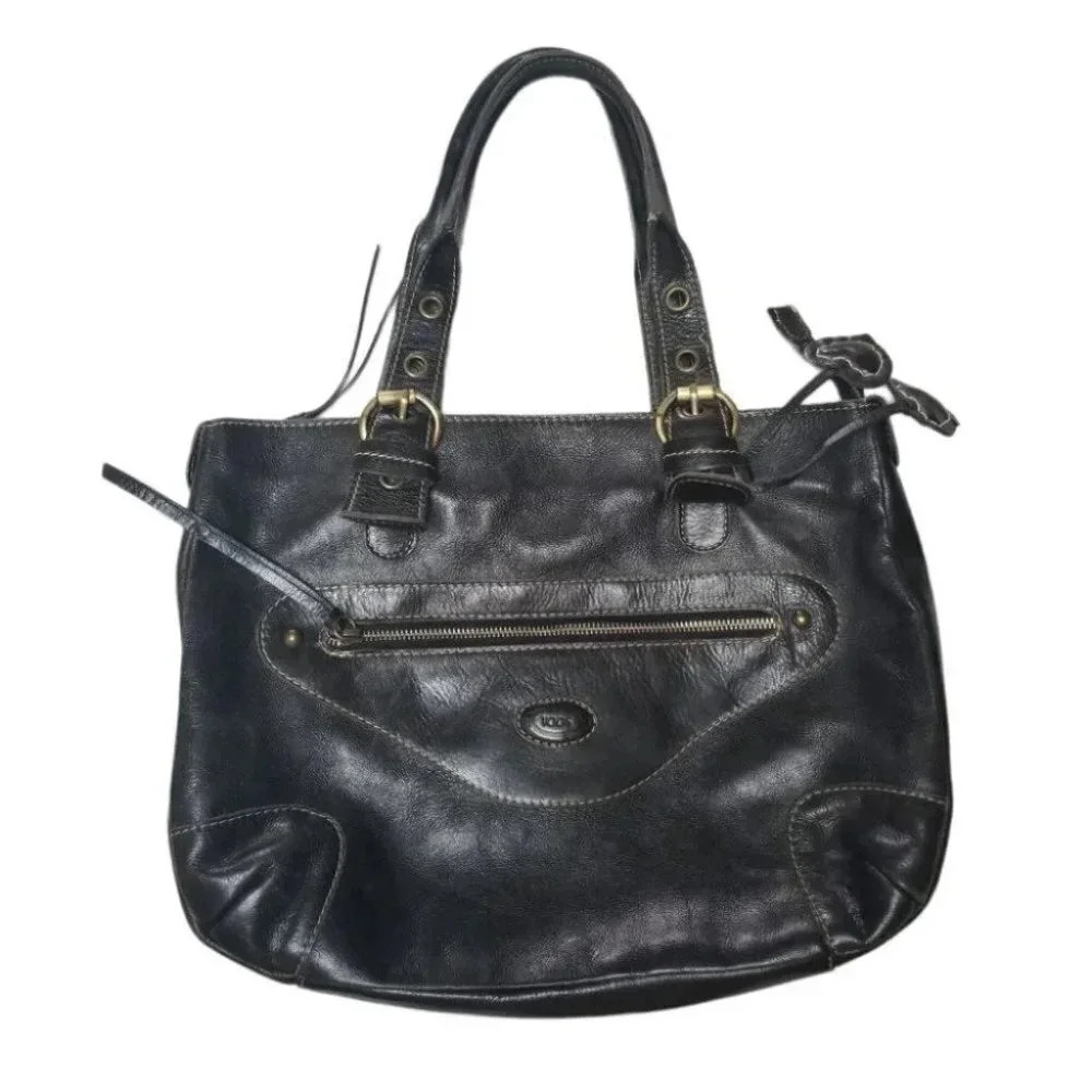 Tod's Black Leather Heart Shoulder Bag